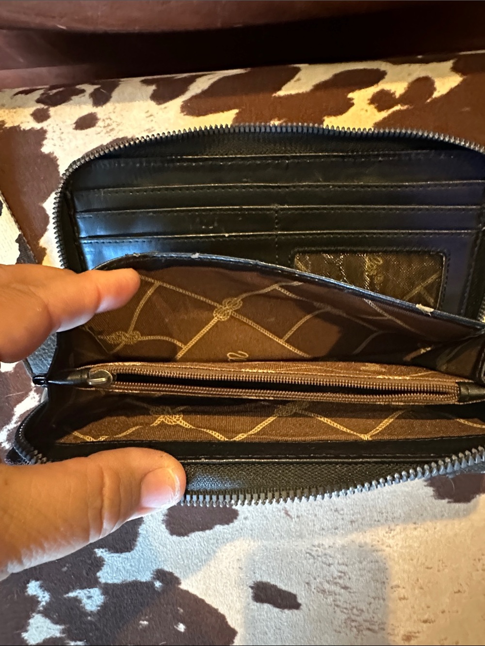 Wrangler Black and White Cowprint Wristlet Wallet - Picture 4 of 4